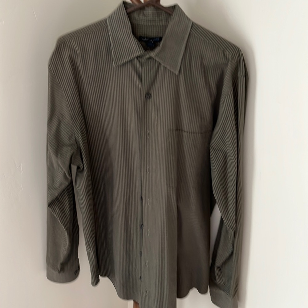 VanHeusen Studio Dark Green Checkered Dress Shirt